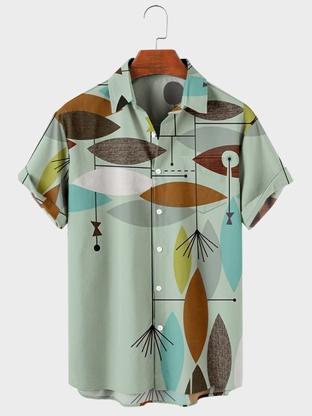 

Work Shirt Collar Shirts, As picture, Men's Floral shirt