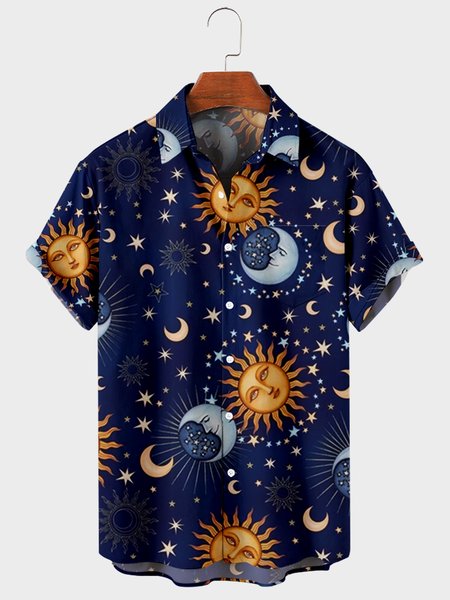 

Shirt Collar Work Starry Sky Shirts, As picture, Men's Floral shirt