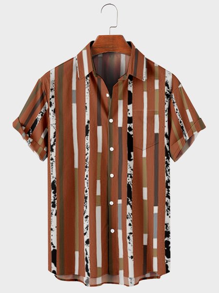

Vintage Striped Shirt Collar Shirts, Coffee, Men's Floral shirt