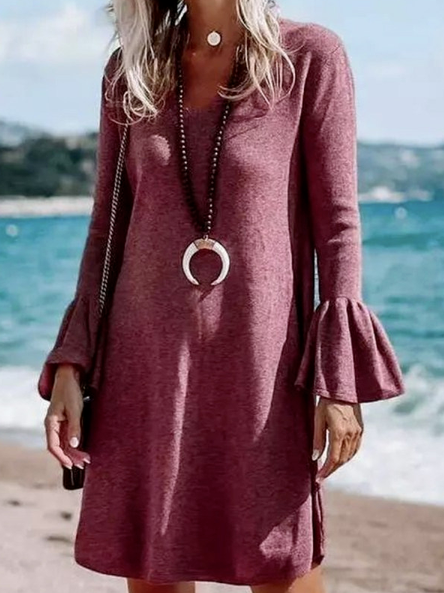 

Cotton Blends Loosen Casual Dresses, Red, Mini Dresses