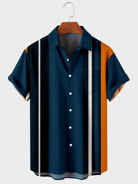 

Short Sleeve Shirt Collar Shirts & Tops, Blue, Men's Floral shirt