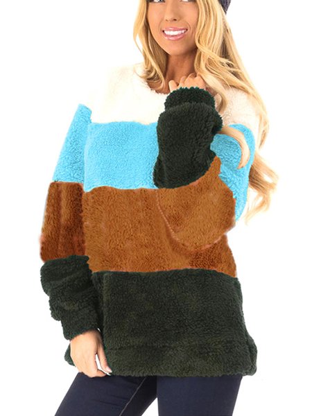 

Crew Neck Casual Loosen Tops, Brown, Tops