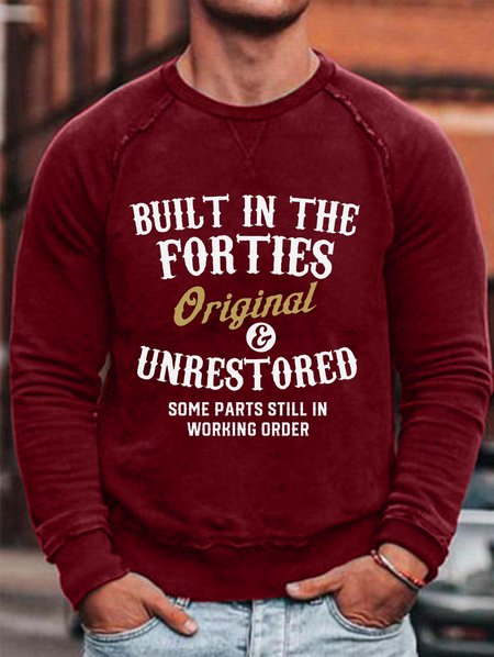 

Built In The Forties Printed Crew Neck Sweatshirt, Red, Hoodies&Sweatshirts