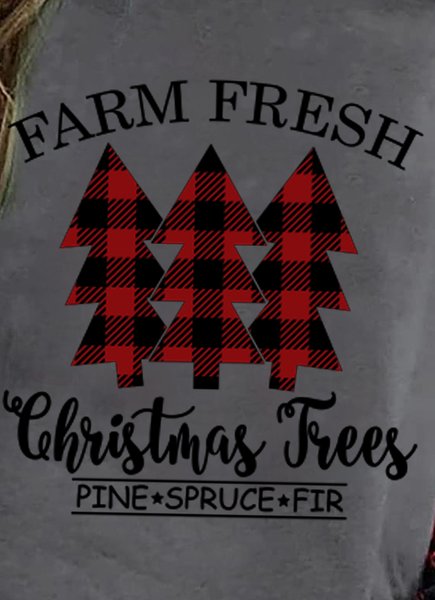 

Christmas Casual Letter Regular Fit Shirts & Tops, Gray, Hoodies&Sweatshirts