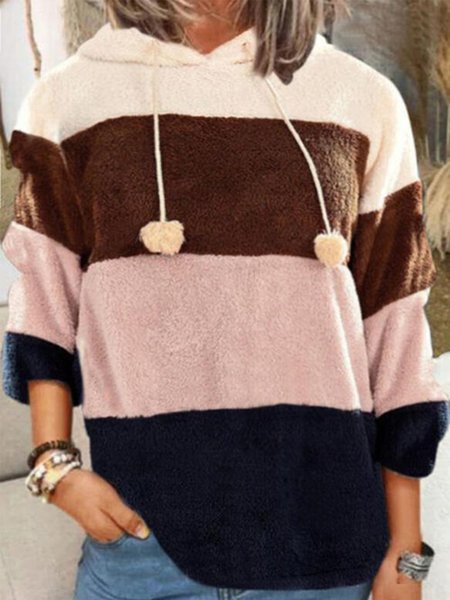 

Casual Hooded Loosen Long Sleeve Color Block Shirts & Tops, Multicolor, Tops
