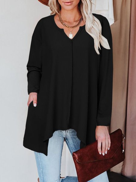 

V Neck Basics Shirts & Tops, Black, Tunics