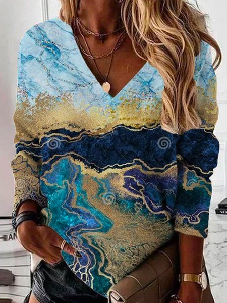 

Sea Cotton Blends V Neck Sweatshirt, Blue, Hoodies & Sweatshirts