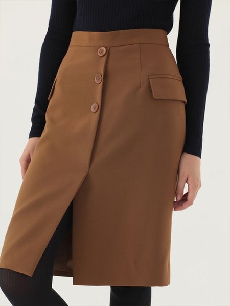 

Regular Fit Skirts, Brown, Midi Skirts