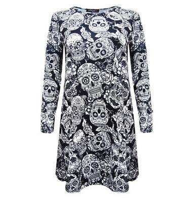 

Loosen Sexy Crew Neck Dresses, Black-white, Casual Dresses