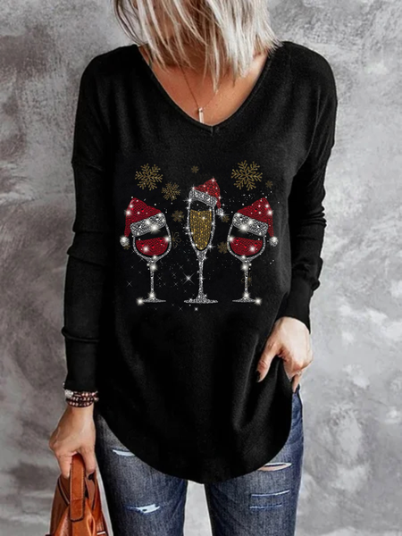 

taglia grande Natale Top, Nero, T-Shirts