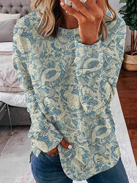 

Crew Neck Casual Sweatshirt, As picture, Hoodies&Sweatshirts