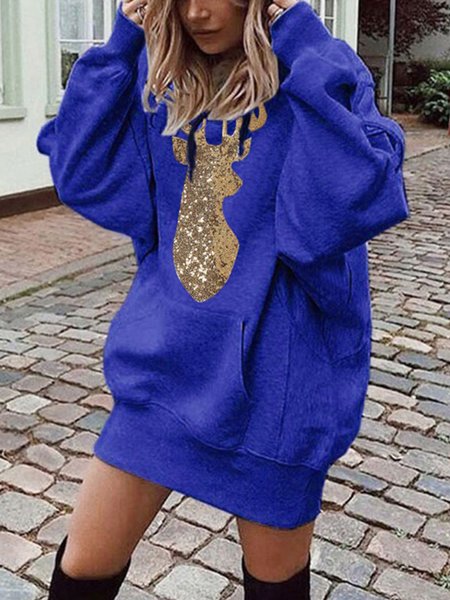 

Casual Loosen Hooded Sweatshirt, Blue, Hoodies and Sweatshirts