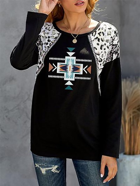 

Crew Neck Simple Tribal Shirts & Tops, Black, Tees & T-shirts