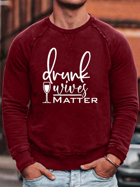 

Drunk Wives Matter Crew Neck Long Sleeve Sweatshirt, Red, Hoodies&Sweatshirts