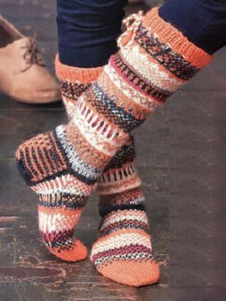 

National Wind Braided Warm Socks, As picture, Socks