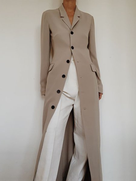 

Long Sleeve Solid Daily Regular Fit Outerwear, As picture, Blazers