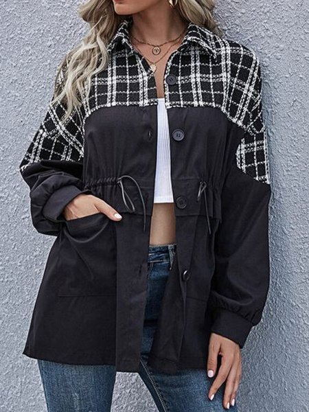 

Lapel Off Shoulder Trench Coats, Black, Coats