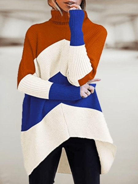 

Fall High Neck Loosen High Neck Slightly stretchy Mid-weight Daily Sweater, Multicolor, Pullovers