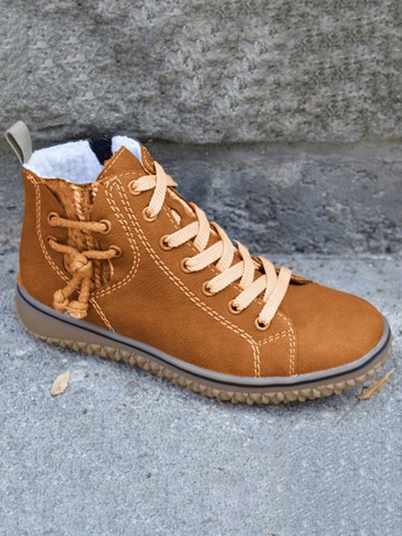 

Casual Stitching Lace-up Zipper Snow Snow Boots, Brown, Boots