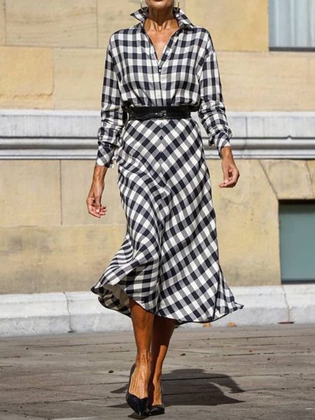 

Long Sleeve Regular Fit Elegant Midi Dress, Black, Midi Dresses