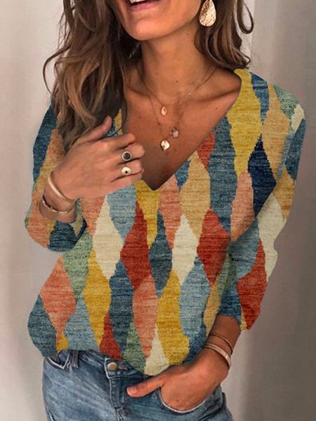 

Geometric Vacation Shirts & Tops, Multicolor, Tops