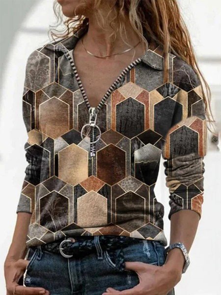 

Regolare In forma Casuale Geometrico Top, Multicolore, Blouses & Shirts