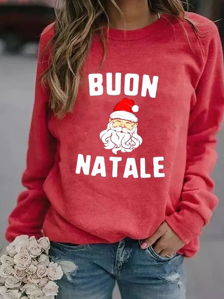 

Buon Natale Cute Funny Santa Claus Christmas Sweatshirts, Red, Hoodies&Sweatshirts