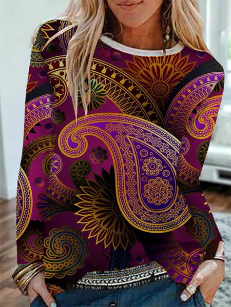 

Plus size Paisley Printed Casual Shirts & Tops, Multicolor, T-Shirts