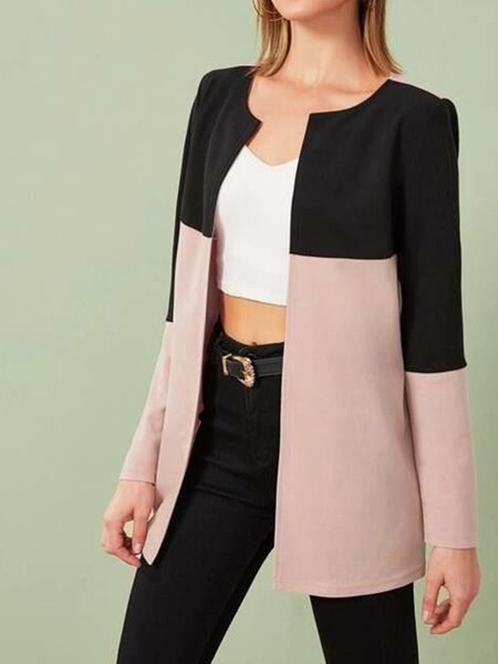 

Long sleeve Collarless Regular Fit Outerwear, Black, Coats