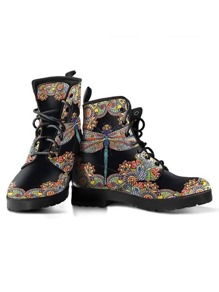 

Personalized Dragonfly Abstract Print Martin Combat Boots, As picture, Boots