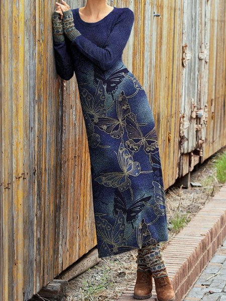 

Farfalla Gonna Casuale, Navy blu, Maxi Dresses