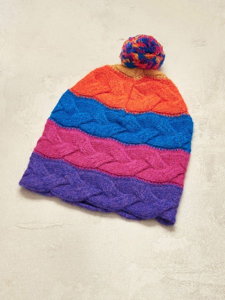 

Mixed Color Striped Woven Twist Hat, As picture, Hats