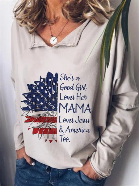 

Long Sleeve Plus Size Printed Tops T-shirts, Apricot, T-Shirts