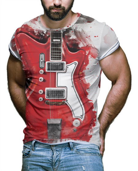 

Crew Neck Vintage Graffiti T-shirt, As picture, Men's t-shirts