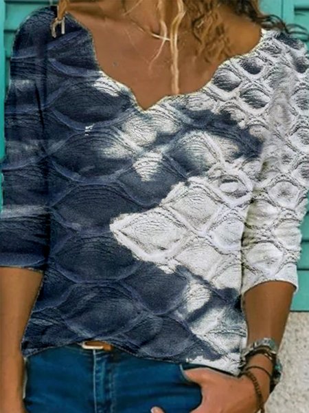

Casual V Neck Shirts & Tops, Black-white, Tops