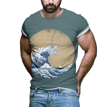 

Crew Neck Short Sleeve T-shirt, As picture, Men's t-shirts