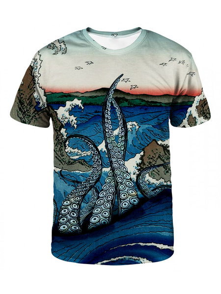 Short Sleeve Crew Neck Casual Shirts & Tops, Multicolor, Men's t-shirts