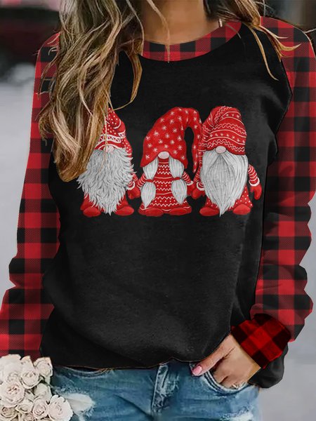 

Christmas Santa Gnomes Casual Sweatshirt, Black, Hoodies&Sweatshirts