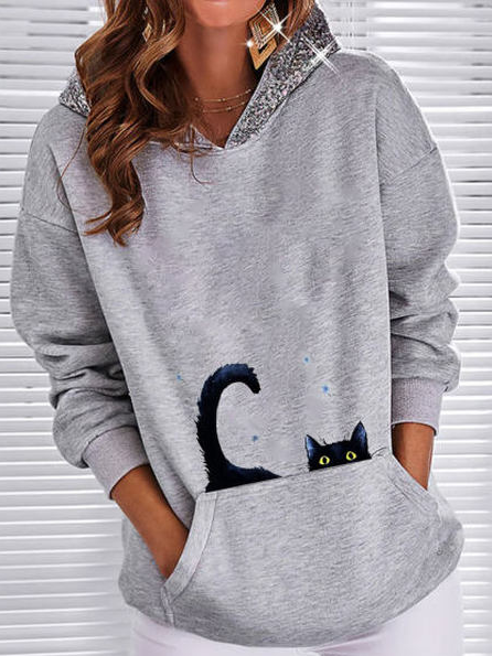 

Animal Cotton Blends Hooded Sweatshirt, Gray, Hoodies & Sweatshirts
