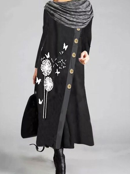 

Cowl Neck Casual Dandelion Dresses, Black, Maxi Dresses