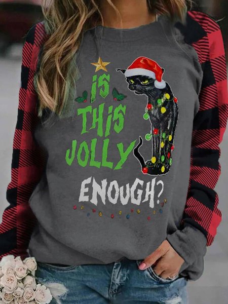 

Is This Jolly Enough Noel Cat Merry Christmas Sweatshirt, Gray, Hoodies&Sweatshirts