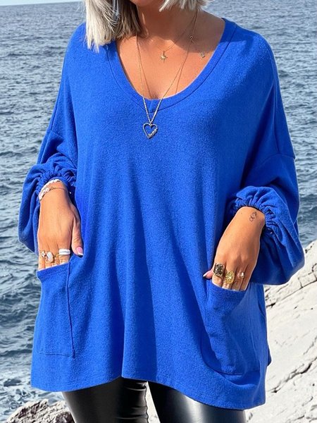 

Casual V Neck Shirts & Tops, Blue, Tees & T-shirts