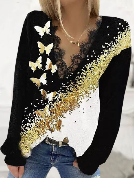 

Off Shoulder Butterfly Shirts & Tops, Black, Tops