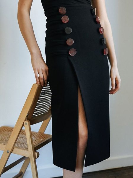 

Regular Fit Skirts, Black, Midi Skirts