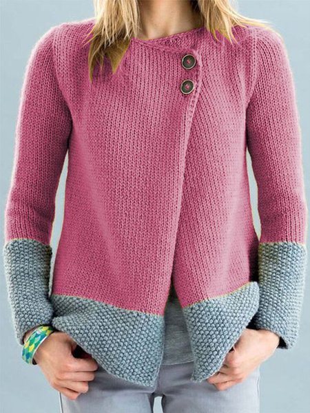

Long Sleeve Solid Casual Regular Fit Outerwear, Pink, Cardigans