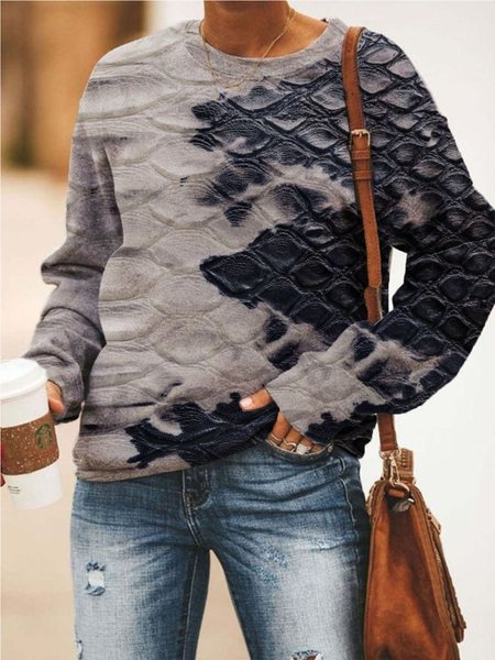 

Casual Printed Loosen Crew Neck Sweatshirt, As picture, Hoodies & Sweatshirts