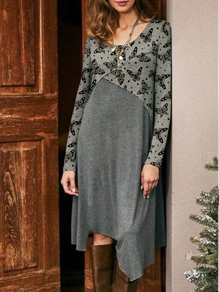 

Fit and FlareX Butterfly Elegant Dresses, Gray, Midi Dresses