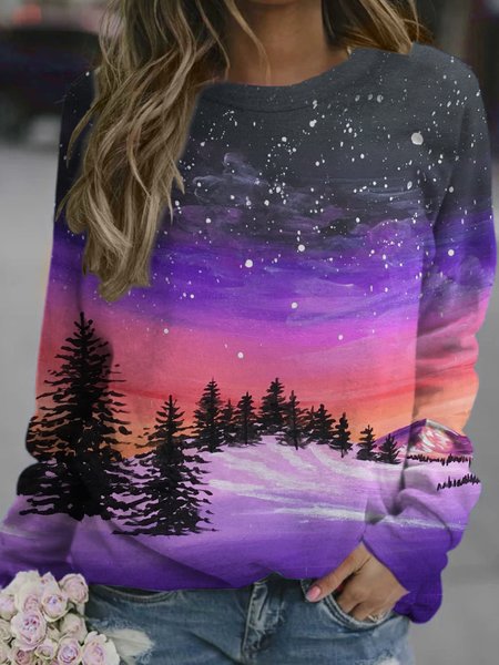 

Landscape painting Casual Sweatshirt, As picture, Hoodies&Sweatshirts