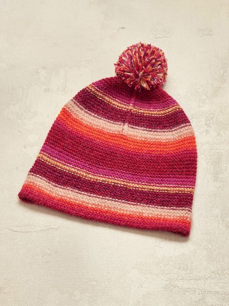 

Mixed Color Striped Knitted Hat, As picture, Hats