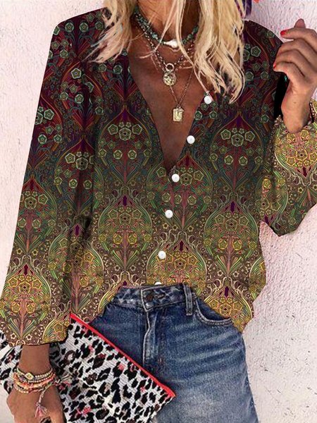 

Vintage Stand Collar Shirts & Tops, As picture, Blouses & Shirts